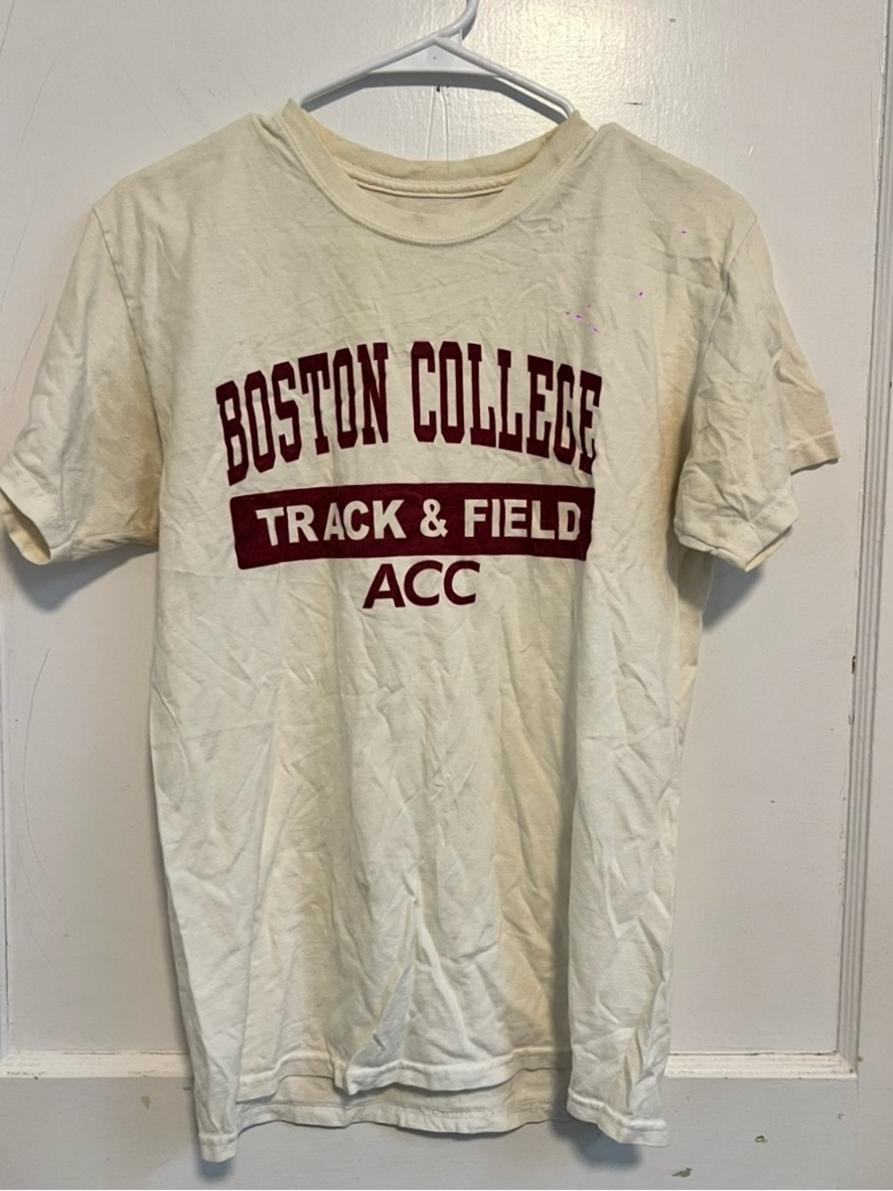 Champion vintage-style Boston
College Track & Field ACC t-shirt in cream Size S